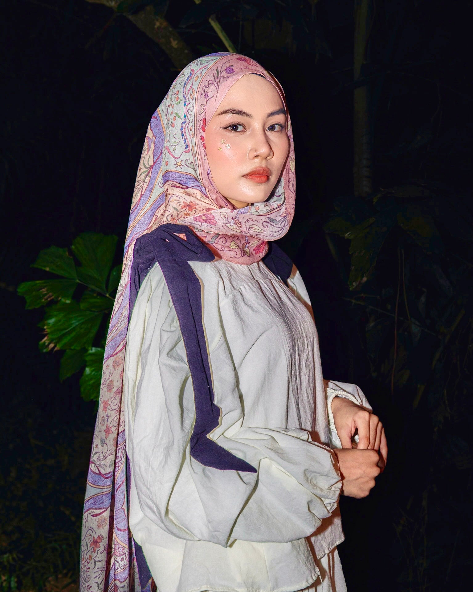 Soof Fotosynthesia printed modal cotton hijab scarf in muticolours.