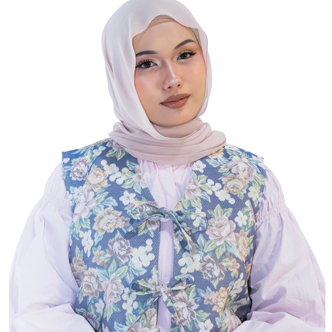 Soof Seracell chiffon scarf in Blushborne pink, shown draped with soft translucency.