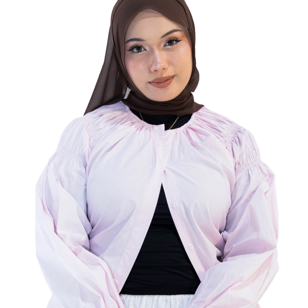 Soof Seracell chiffon scarf in Date Brown, shown draped with soft translucency.