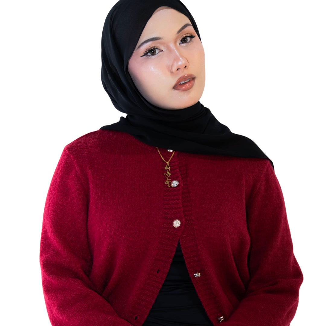 Soof Seracell chiffon scarf in Ink Fig, shown draped with soft translucency.