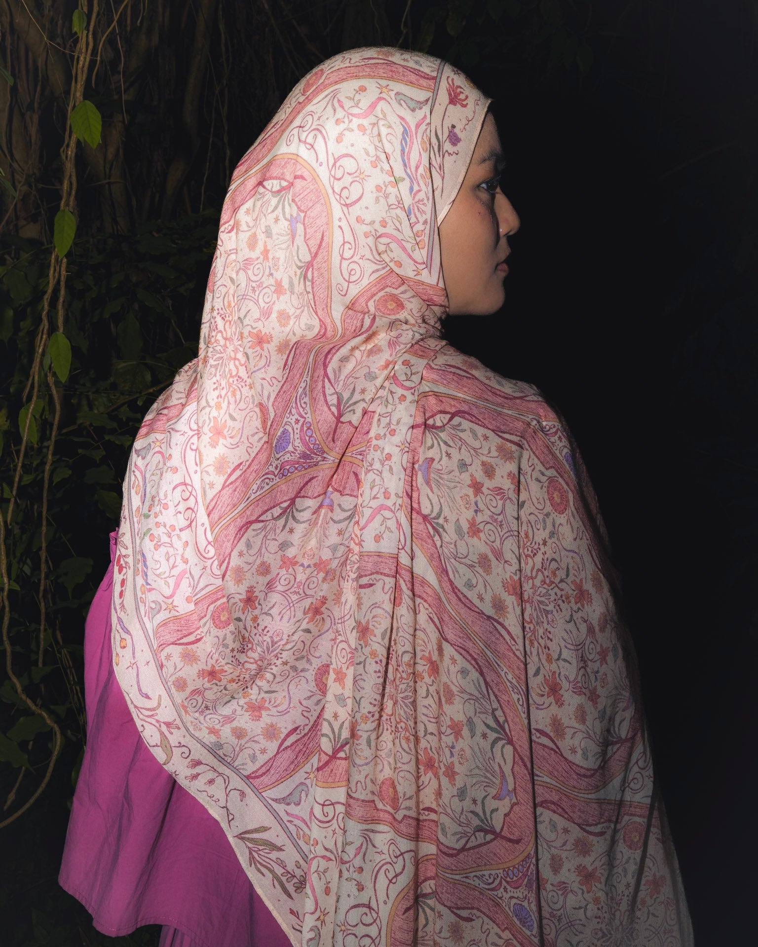 Soof Fotosynthesia printed hijab scarf in peach
