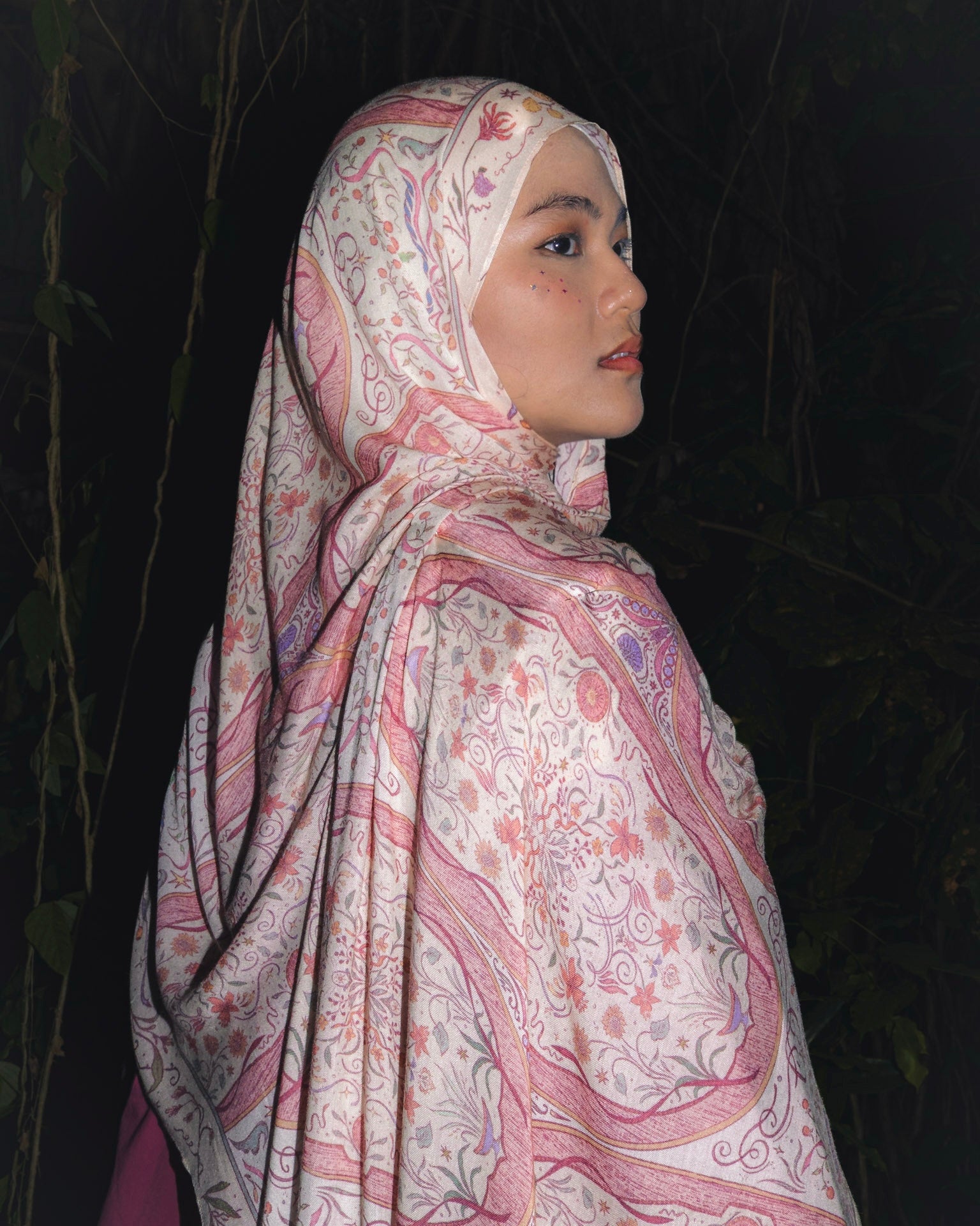 Soof Fotosynthesia printed hijab scarf in peach